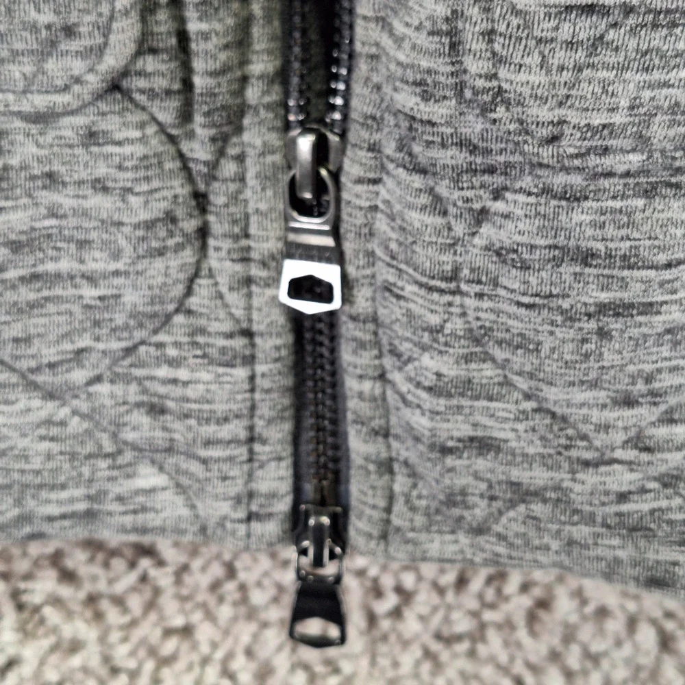 Banana Republic Quilted Hoodie Men's Medium Gray Long Sleeve Drawstring Full Zip